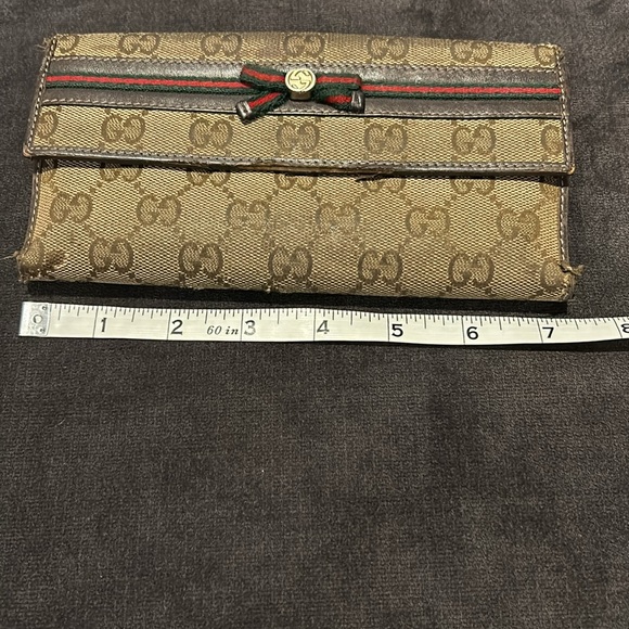 Vintage Gucci Authentic Monogram Continental Long Snap Flap Wallet 7 1/2 X 4 - Picture 14 of 15